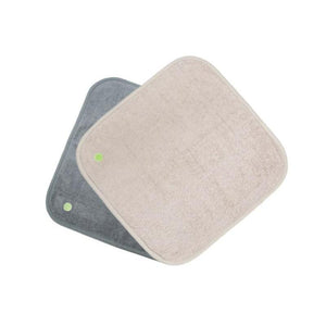 PeapodMats washable, reusable waterproof 1.5'x1.5' chair pad for bed wetting and incontinence in taupe sandman and dark grey granite, product illustration