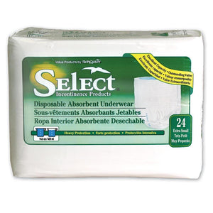 Select disposable Protective Underwear from the makers of Tranquility in 7 sizes - Extra Small packaging