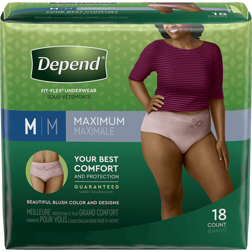 Depend Fresh Protection Adult Incontinence Underwear for Women (Formerly  Depend Fit-Flex), Disposable, Maximum, Extra-Large, Blush, 15 Count, 15  Count