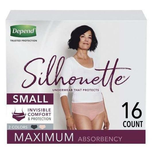 Depend Silhouette Incontinence Underwear for Women, Maximum Absorbency,  S/M, Purple, 56 Count - Health, Household & Baby Care