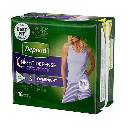 Depend Night Defense Incontinence Underwear for Women, Overnight, Small, 16  Ea