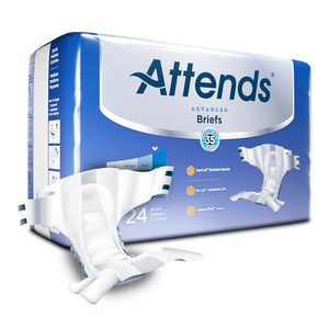 Attends Advanced Briefs adult diapers for incontinence packaging and product