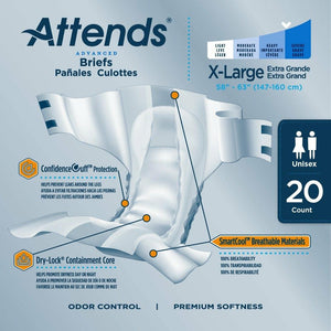  Attends Advanced Briefs adult diapers for incontinence product features