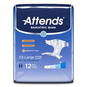 Attends Bariatric Briefs 2XL to protect against heavy to severe bladder or bowel leaks.