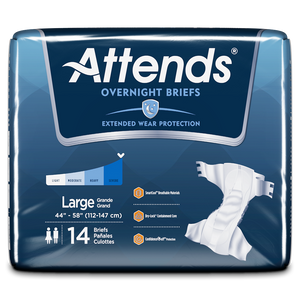Attends Overnight Briefs adult diapers for incontinence packaging in Large