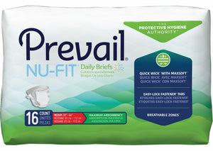 Prevail® NuFit® Adult Brief in Medium disposable underwear for incontinence, front packaging