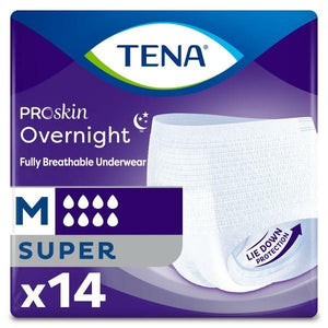 TENA ProSkin Overnight Super Protective Underwear; disposable underwear for incontinence protection in Medium