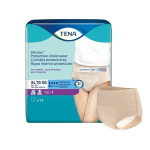  TENA ProSkin Protective Underwear for Women; disposable underwear for urinary incontinence / bladder leak protection in XL packaging with product illustration