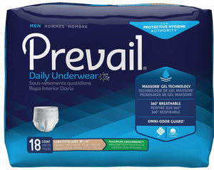 Prevail Disposable Underwear for Men in Large/XL Disposable Underwear for incontinence, front packaging