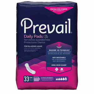 Prevail Bladder Control Pads for Women, Ultimate Absorbency Regular length. Disposable pads for urinary incontinence, front packaging