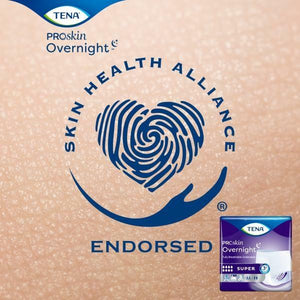 TENA ProSkin Overnight Super Protective Underwear; disposable underwear for incontinence protection Skin Health Alliance endorsed