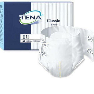 TENA Classic Plus adult disposable incontinence diapers - front packaging with product