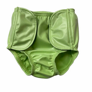 SOSecure Containment Swim Brief for Children Soft Lime Green tabs closed