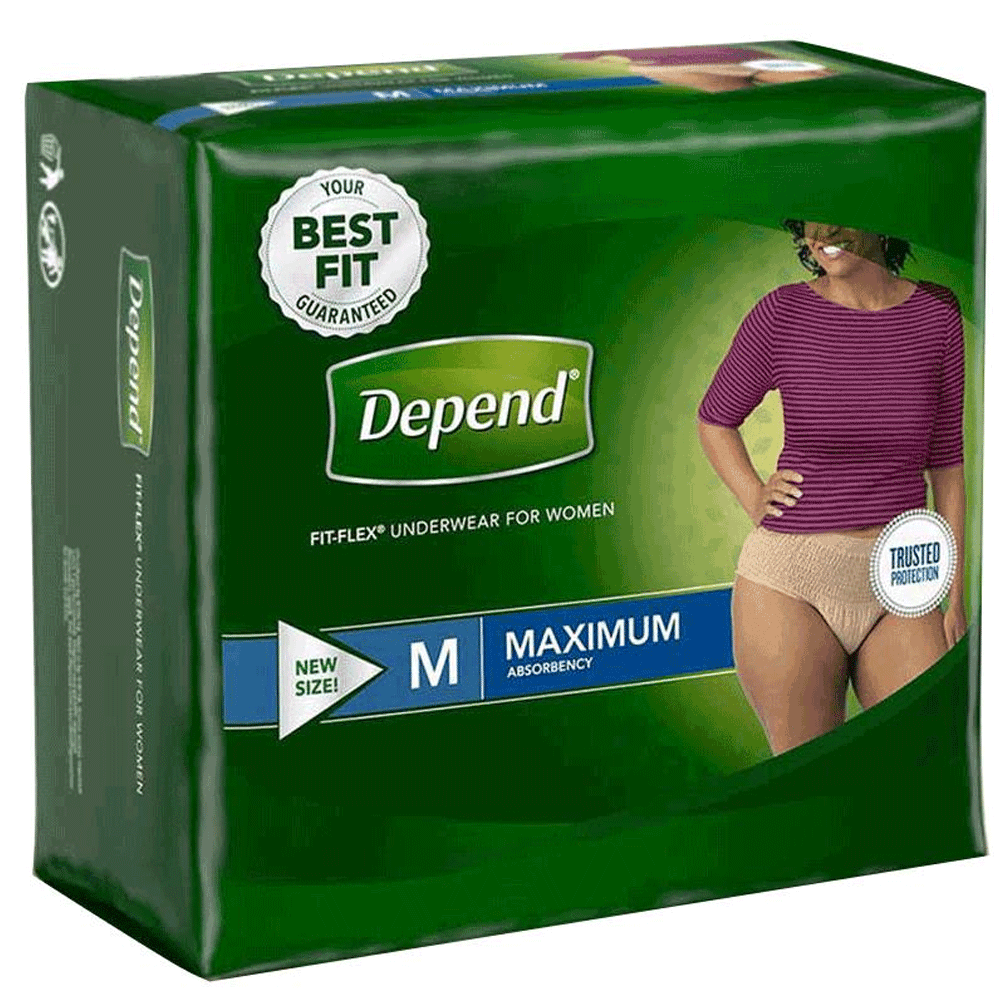 Depend Protective Underwear, Maximum Absorbency, Medium, Women, Blush, 30  per pack, case/2