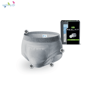 Depend Real-Fit Briefs in Large/XL Disposable Underwear for Bladder leak protection, packaging with product illustration