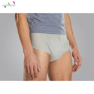 Depend Real-Fit Briefs with moderate absorbency disposable underwear for Bladder leak protection,  product illustration with model