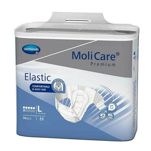 MoliCare® Premium Elastic Adult Diaper in Large Brief for Incontinence, front packaging