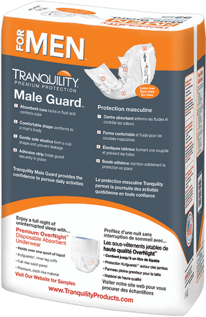 Tranquility Male Guard for light bladder leak protection - back of package
