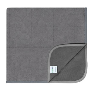 PeapodMats Waterproof Bed Wetting in 3'x3' Washable & Reusable Mats for Incontinence, product illustration in folded dark grey color