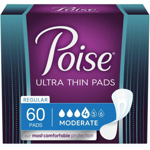 Poise Ultra Thin panty liners Moderate Absorbency regular length, 60 per pack for light bladder leaks