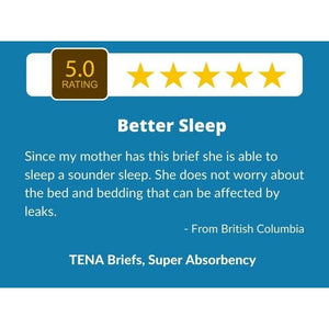 5 Star Customer Review for TENA Briefs Super Absorbency: disposable underwear for incontinence protection