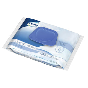 TENA Classic Scented Washcloth, Premoistened Wipe Ts offer economic personal hygiene, ideal for those with healthy yet delicate skin; 48 wipes per package. Sold by the case