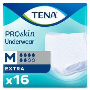 TENA Extra Protective Disposable Underwear Extra for moderate to heavy bladder leakage in Medium, front packaging