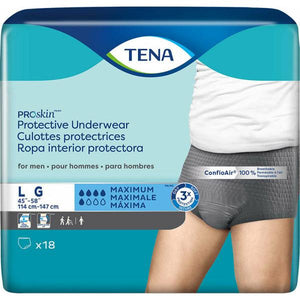 TENA ProSkin Protective disposable Underwear for Men for light bladder leak protection; 100% fully breathable technology Large packaging