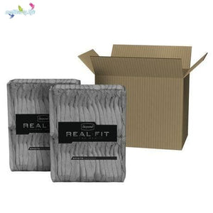 Depend Real-Fit Briefs with moderate absorbency disposable underwear for Bladder leak protection, product illustration with case