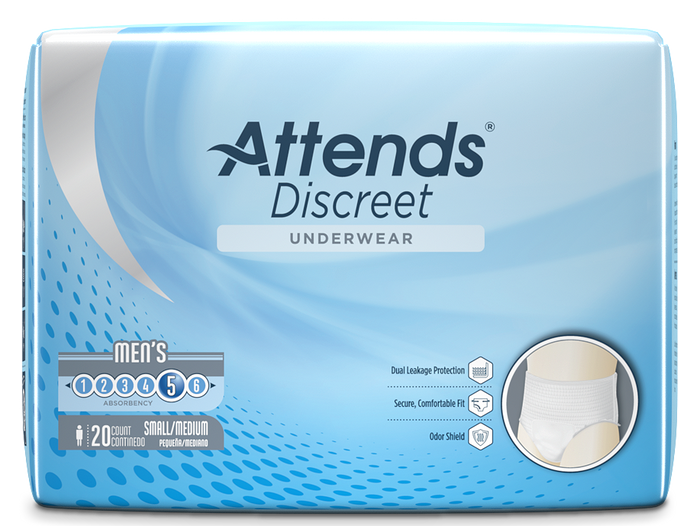 Attends Discreet Men's Disposable Incontinence Bladder Leak Underwear