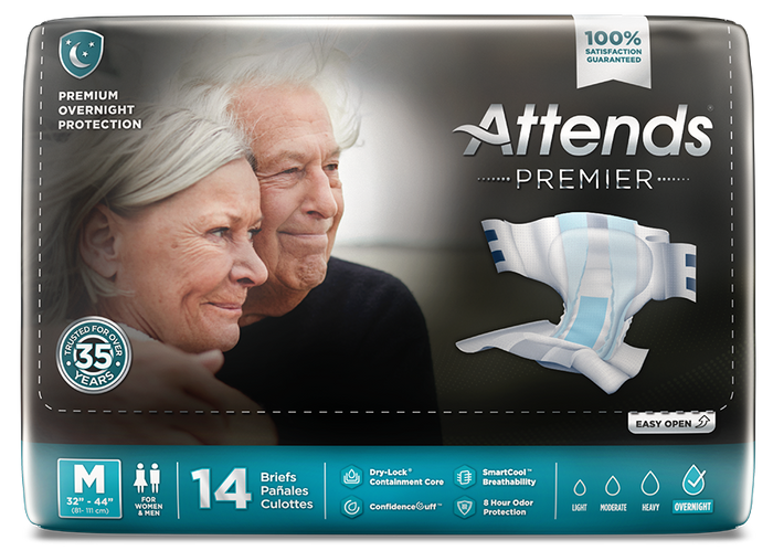 Attends Premier Briefs Incontinence Adult Diapers Maximum Absorbency