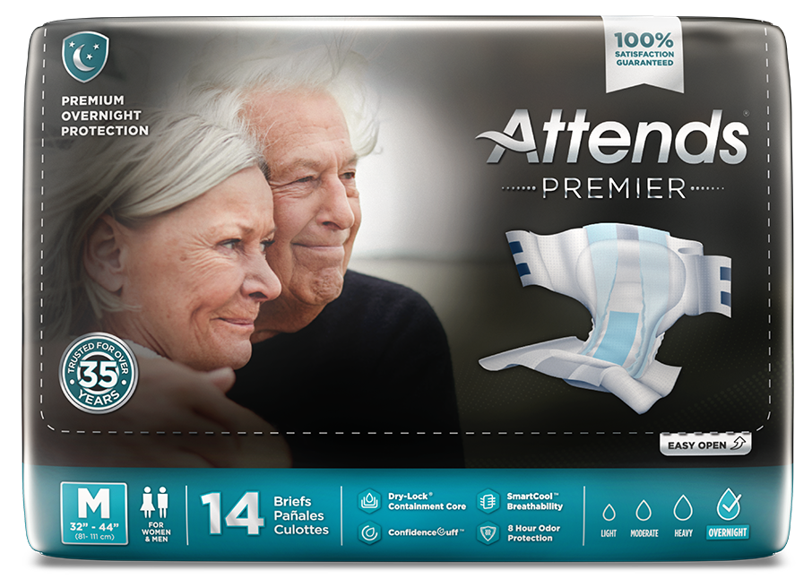 Attends Premier Briefs Incontinence Adult Diapers Maximum Absorbency –