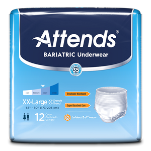  Attends Bariatric Protective Underwear for bladder or bowel incontinence leaks; packaging in XXL
