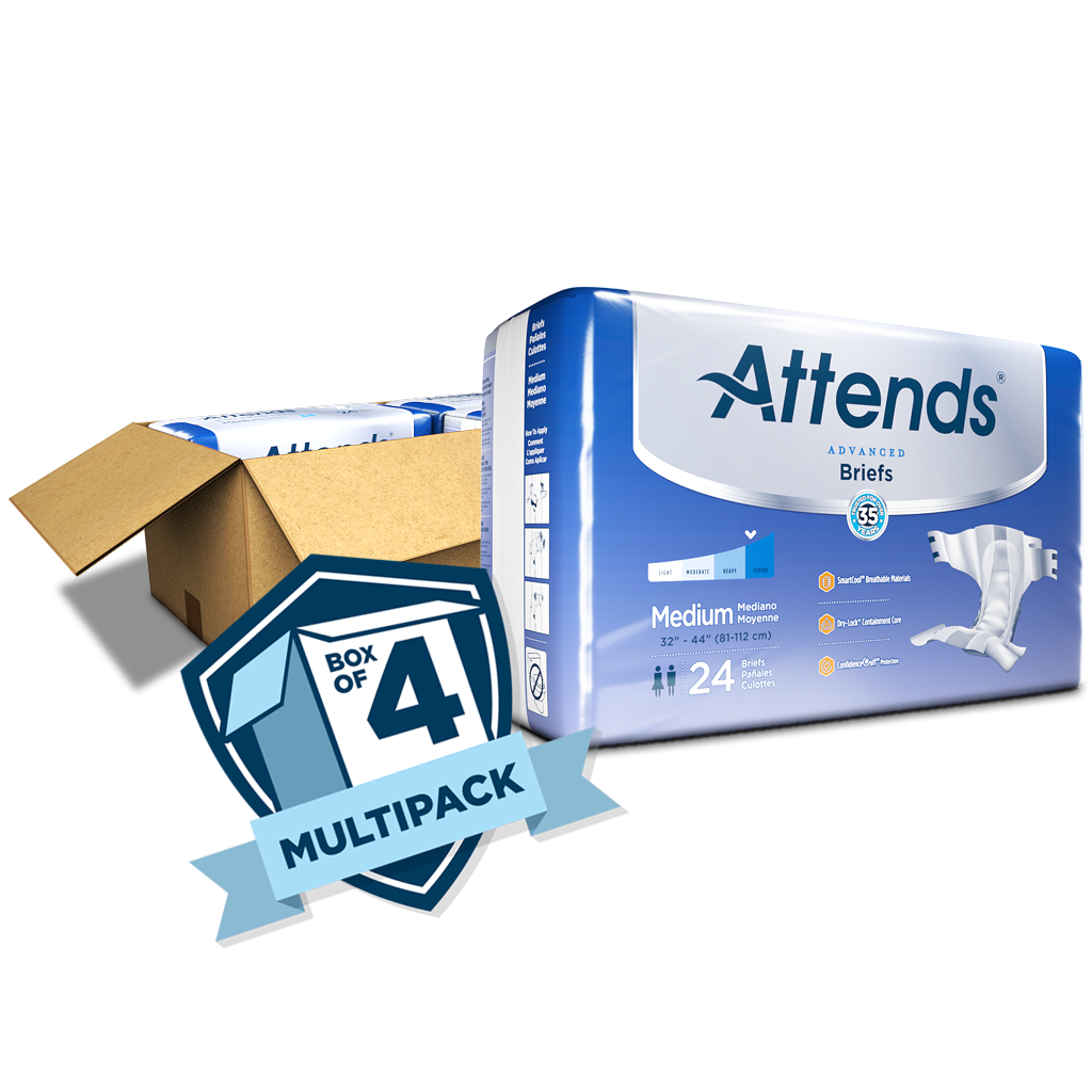 Attends Advanced Briefs Adult Diapers for Incontinence with 100%  Breathability –
