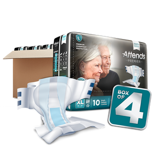 Attends Attends Premier Briefs for bladder or bowel incontinence leaks 4 bag per case, sold by the case