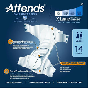  Attends Overnight Briefs adult diapers for incontinence product features