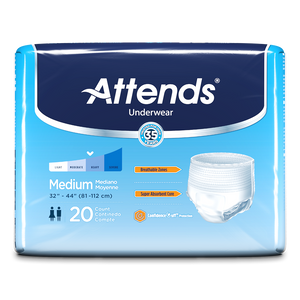 Attends Underwear Extra Absorbency for daytime light bladder leak incontinence - disposable underwear in Medium