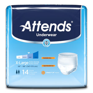 Attends Underwear Extra Absorbency for daytime light bladder leak incontinence - disposable underwear in  X-Large