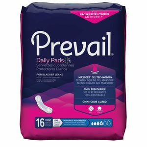 Prevail Bladder Control Pads for Women with Moderate Absorbency Long disposable pads for incontinence, front packaging
