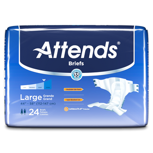 Attends Briefs adult diapers for bladder leak urinary incontinence packaging in Large