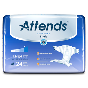 Attends Advanced Briefs adult diapers for incontinence packaging in Large