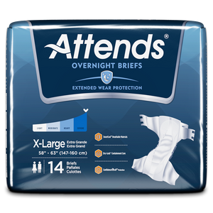Attends Overnight Briefs adult diapers for incontinence packaging in X-Large