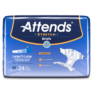 Attends Stretch Briefs adult diapers for incontinence packaging in Large-Extra Large