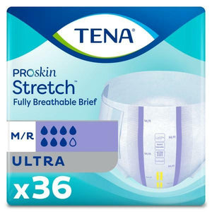 TENA ProSkin Stretch Briefs Ultra Absorbency for moderate to heavier bladder and/or bowel incontinence Medium /Regular packaging