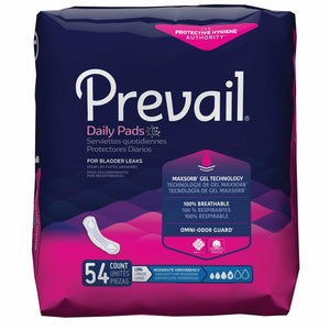 Prevail Bladder Control Pads for Women, Moderate Absorbency, Long, Jumbo pack. Disposable pads for urinary incontinence, front packaging