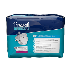 Prevail Breezers Adult Briefs in Large disposable brief for incontinence, back packaging