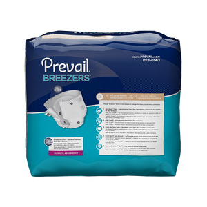 Prevail Breezers Adult Briefs in XL disposable brief for incontinence, back packaging