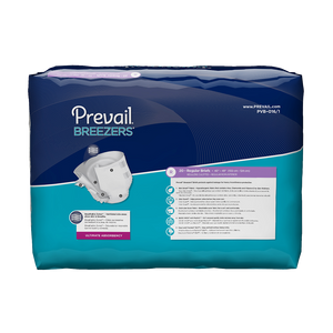 Prevail Breezers Adult Briefs in Regular disposable brief for incontinence, back packaging