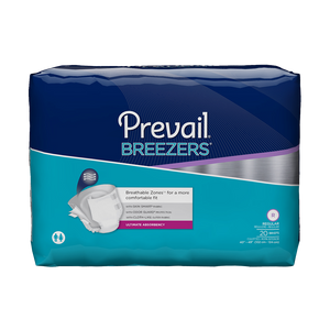 Prevail Breezers Adult Briefs in Regular disposable brief for incontinence, front packaging