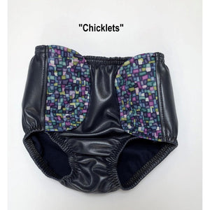 SOSecure Containment Swim Brief for Children with chicklets pattern on the velcro tab closures